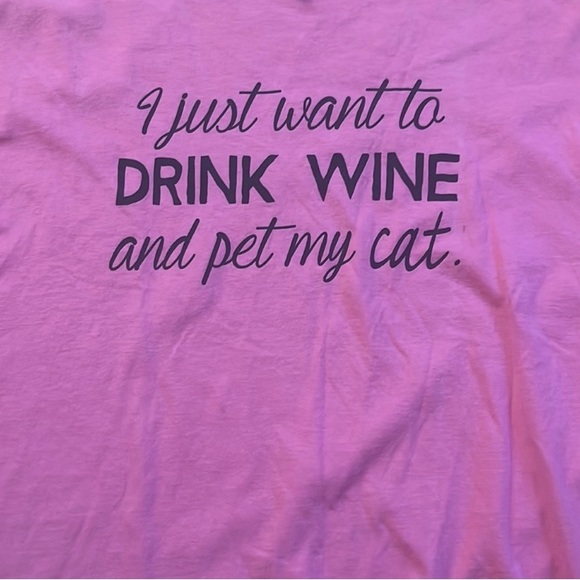 5 for $50 - Just Want to Drink Wine and Pet My Cat Shirt - Picture 2 of 3